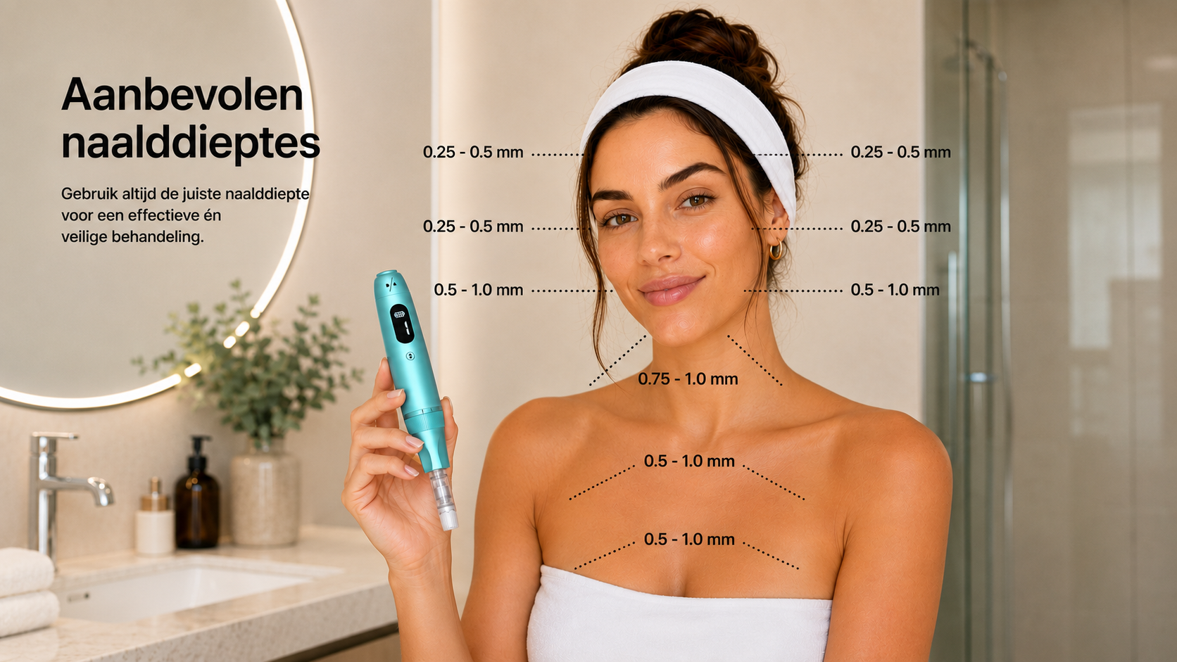 Microneedling needle depth per facial area — overview by zone